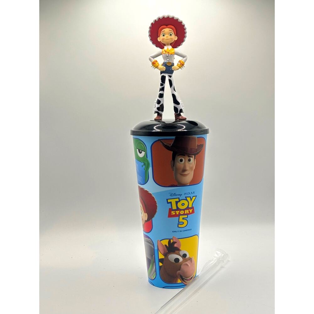 New Toy Story 5 Collectible Plastic Cup, with Jessie Figurine. Lid & Straw